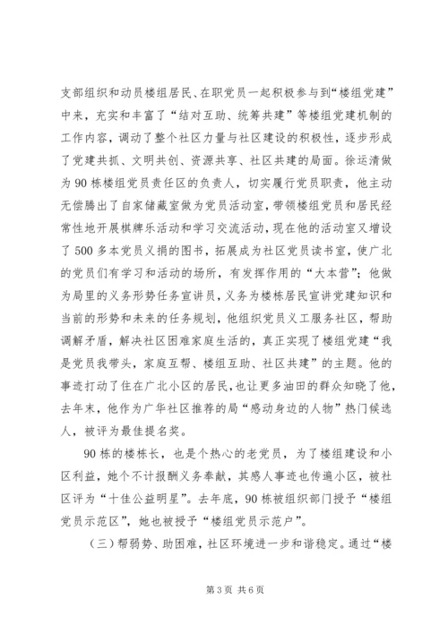 社区楼组党建务虚会经验汇报材料 (2).docx