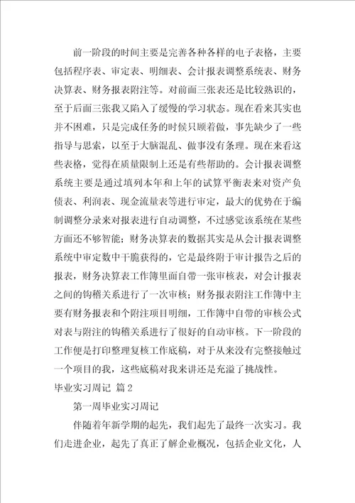 关于毕业实习周记集合9篇