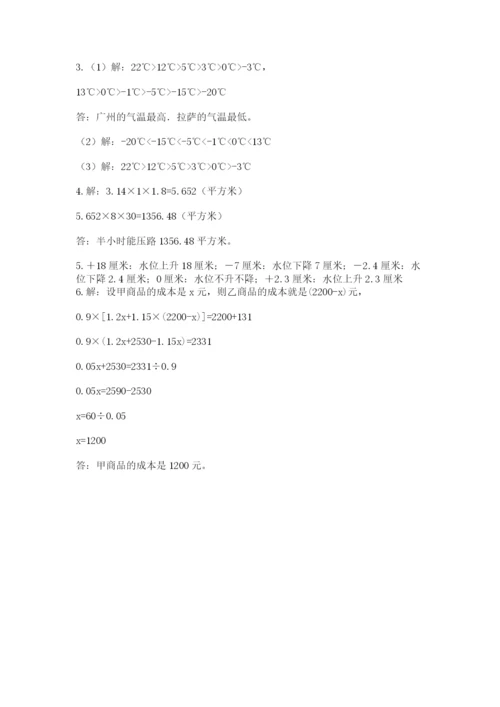 小学六年级数学摸底考试题及答案【名校卷】.docx