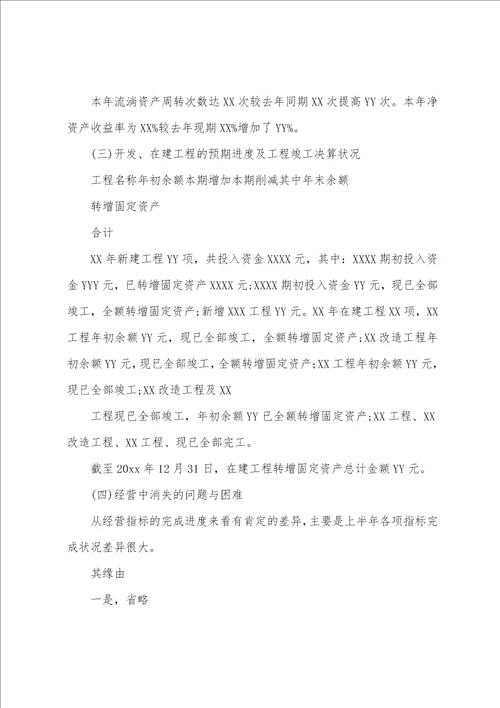 公司财务情况说明书范文