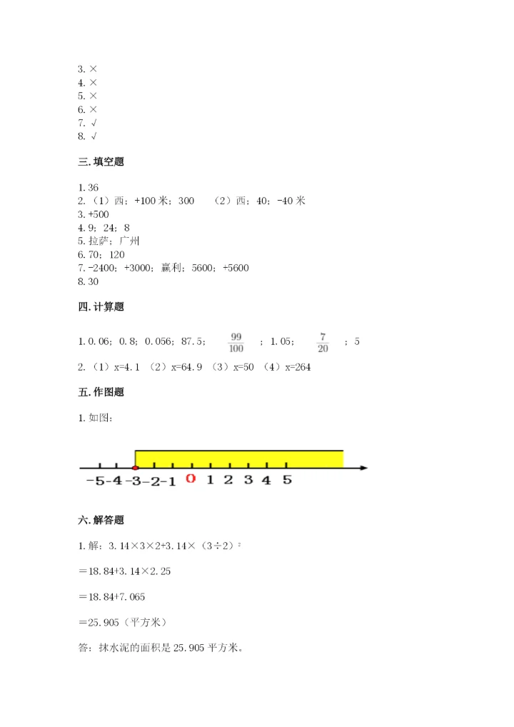 沪教版数学六年级下册期末检测试题及参考答案（轻巧夺冠）.docx