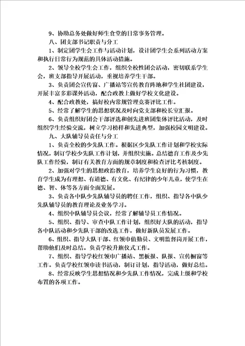 学校领导机构及职责分工