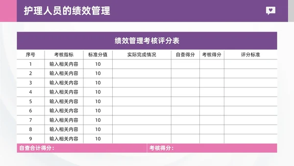 紫粉色形状插画简约风护士长述职报告通用PPT模板