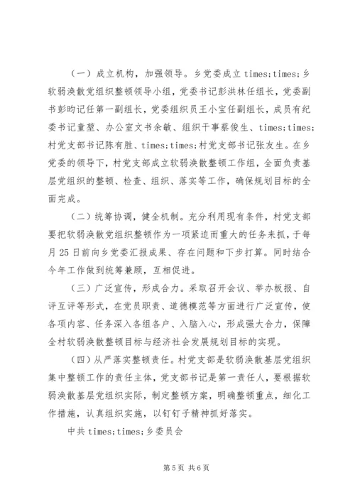 乡镇软弱涣散党组织整顿工作方案.docx