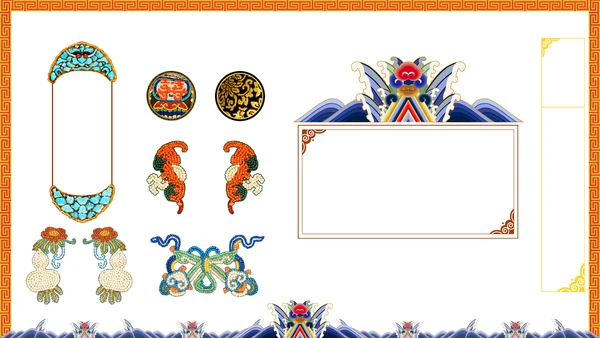 中纹之美大红色冬朝袍通用PPT模板