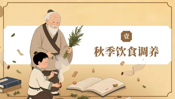 棕色中国风秋季养生中医智慧PPT模板