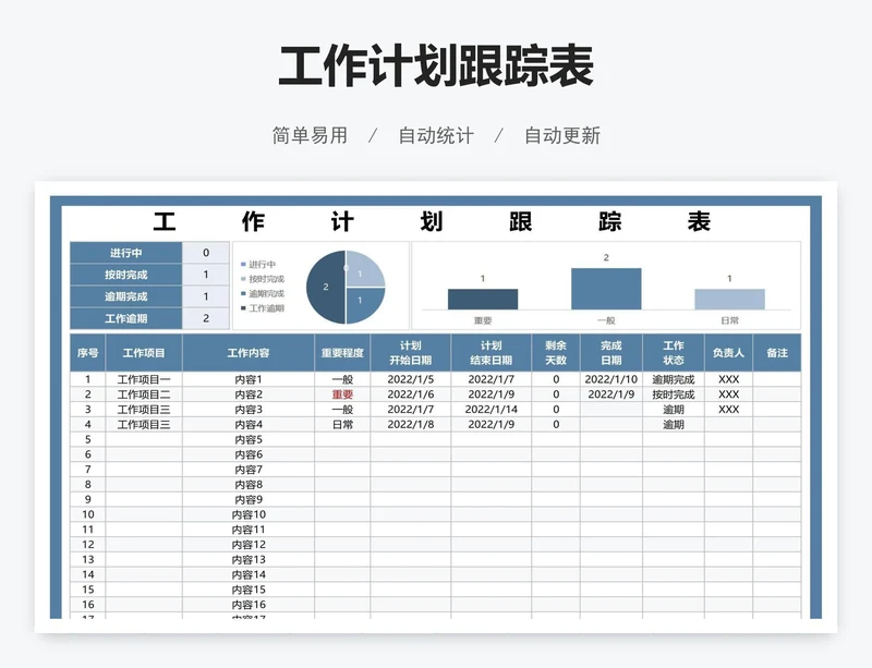 工作计划跟踪表