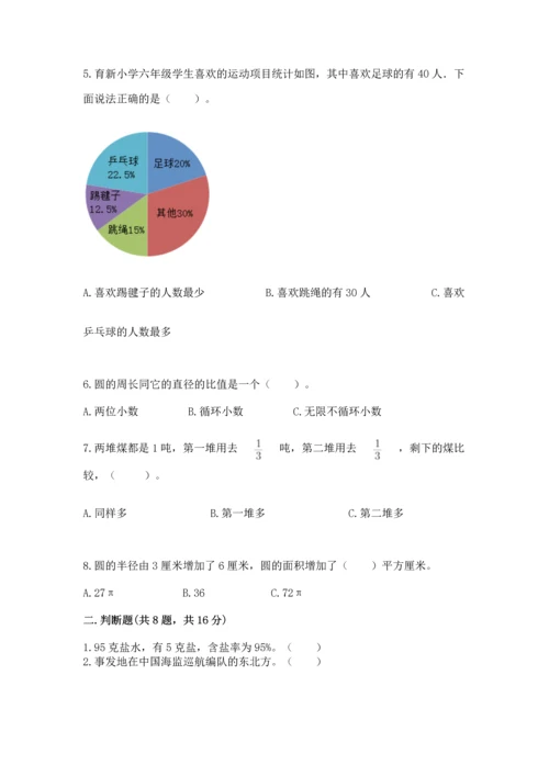 小学数学六年级上册期末试卷及参考答案【名师推荐】.docx