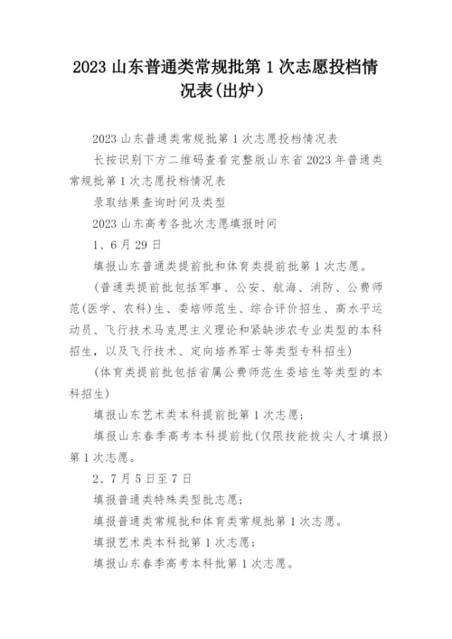 2023山东普通类常规批第1次志愿投档情况表(出炉）.docx