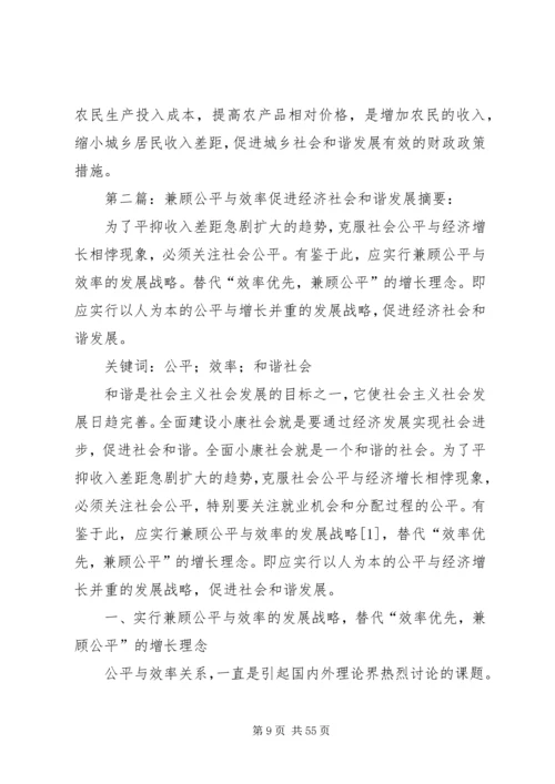 兼顾公平与效率促进经济社会和谐发展重点.docx