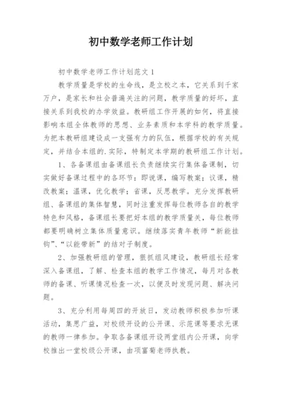 初中数学老师工作计划.docx