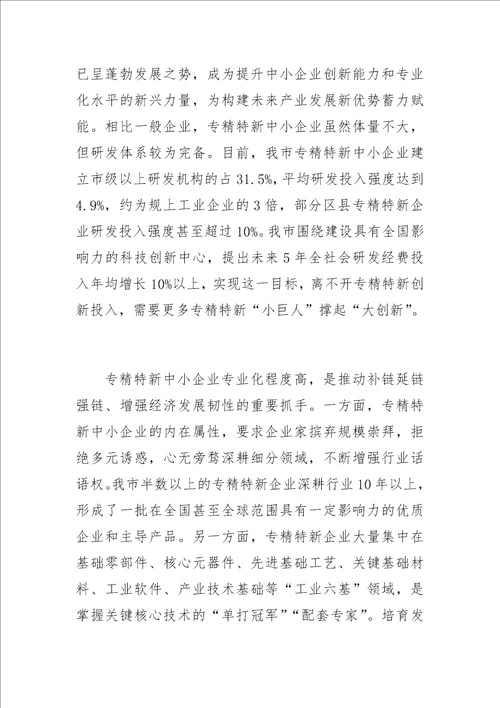 中心组研讨发言专精特新为产业创新发展蓄势添能