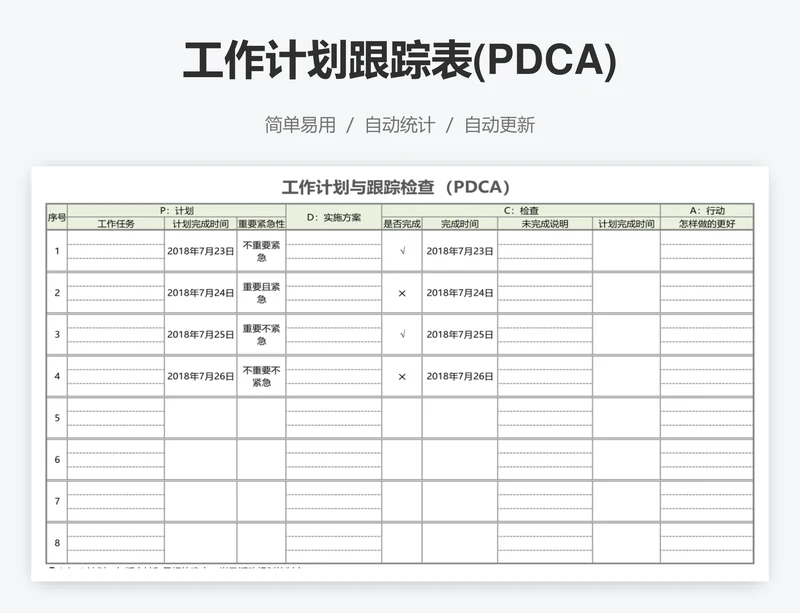 工作计划跟踪表(PDCA)