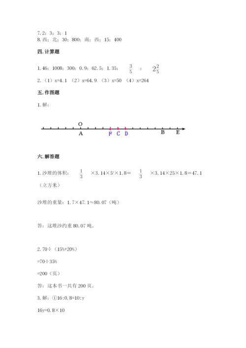 临沂市兰山区六年级下册数学期末测试卷有精品答案.docx