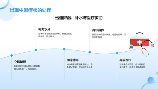 蓝色新拟态夏季高温预警预防中暑安全教育PPT模板