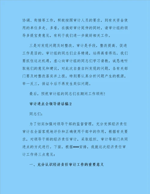 关于审计进点会领导讲话稿精选3篇