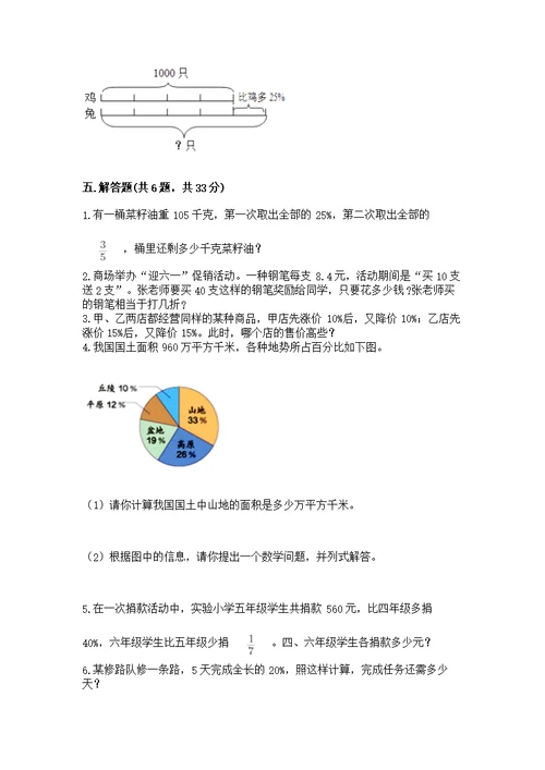 苏教版六年级上册数学第六单元 百分数 测精品（夺冠）