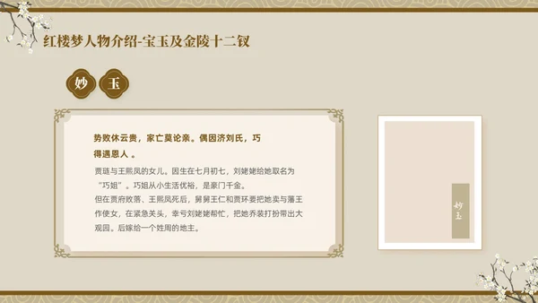 褐色复古中国风中国四大名著之红楼梦人物介绍PPT