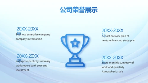 蓝色大气年年终总结商务动态PPT