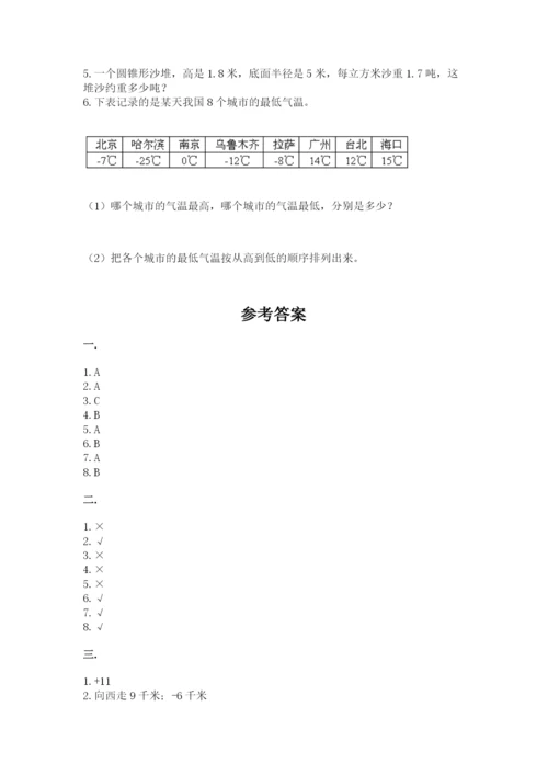 西师大版数学小升初模拟试卷附答案【能力提升】.docx