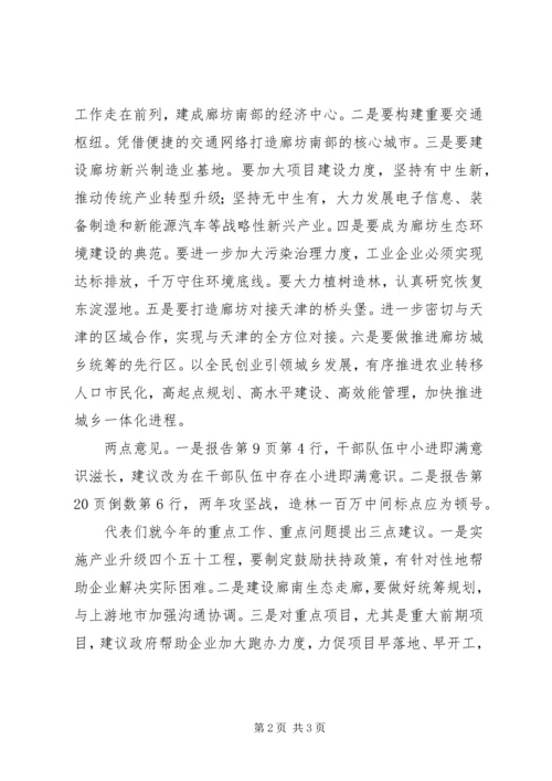 代表团对市政府工作报告审议情况的汇报.docx