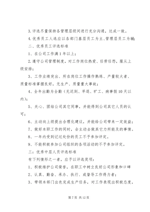 公司年度优秀员工及优秀部门的评选标准.docx