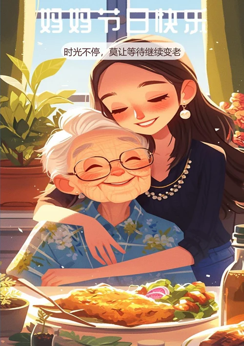 妈妈节日快乐母亲节温馨海报