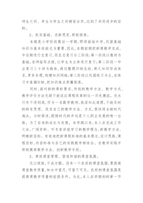 六年级下册数学教学总结.docx