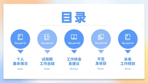 蓝色弥散渐变试用期转正答辩述职报告新员工转正述职PPT