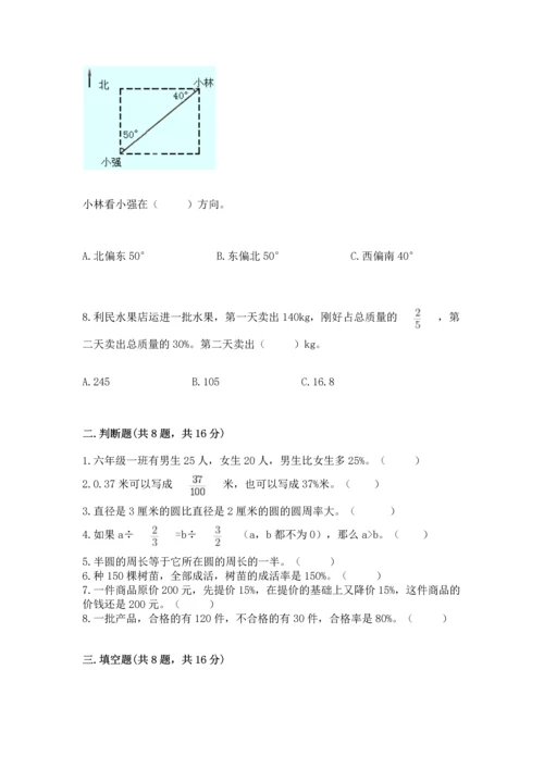 人教版六年级上册数学期末测试卷及答案（考点梳理）.docx