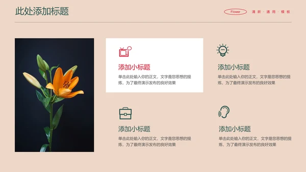 彩色花卉小清新通用PPT演示模板