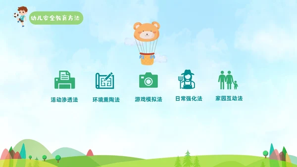 蓝色手绘卡通插画幼儿安全教育管理PPT幼儿园