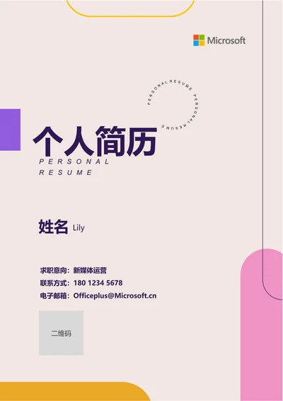 粉色简约几何个人简历