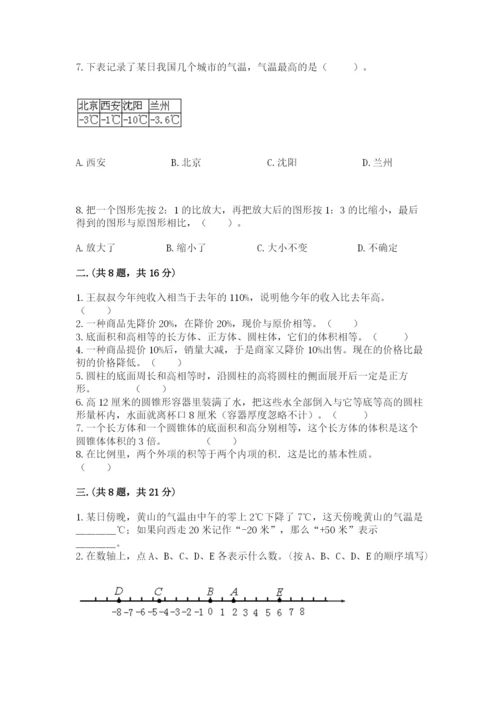 小学六年级数学期末自测题附答案（综合卷）.docx