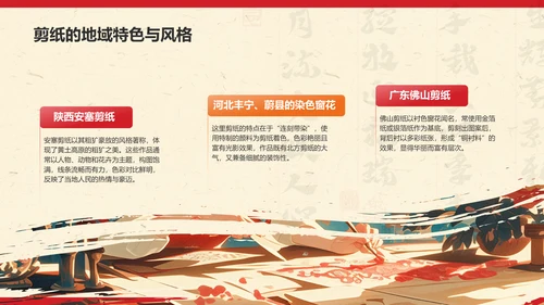 红色复古风中国非物质文化遗产——剪纸PPT模板