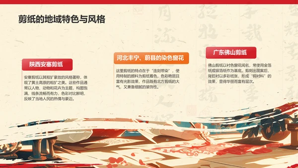 红色复古风中国非物质文化遗产——剪纸PPT模板