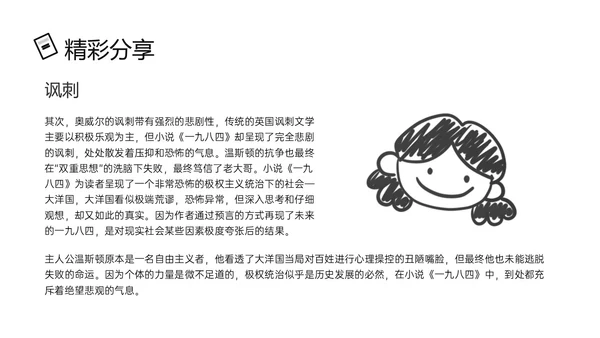 黑色手绘风读书分享1984PPT课件