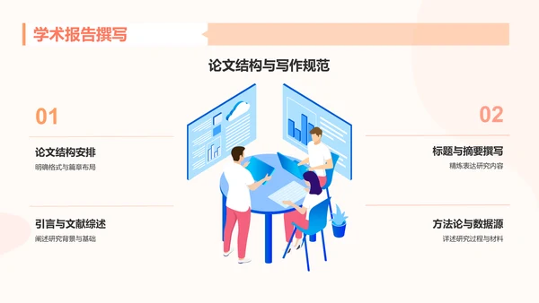 橙色插画风大学生专业课汇报PPT模板