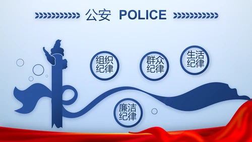 蓝色大气人民警察风采动态PPT模板