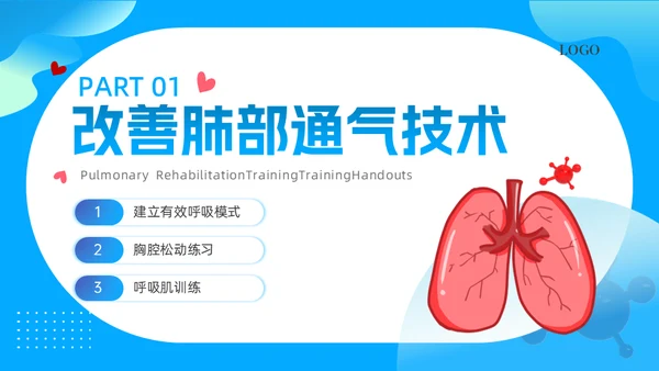 卡通熊猫肺康复训练课件通用PPT模板