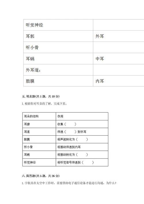 教科版科学四年级上册第一单元声音测试卷及完整答案各地真题