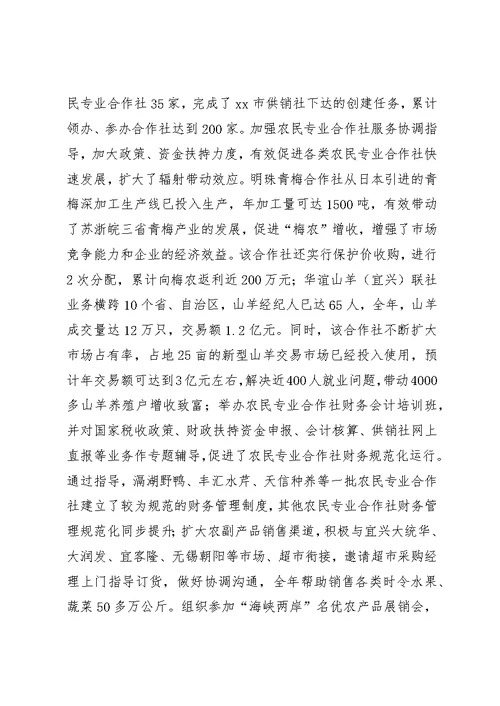 市供销社年度工作报告 1