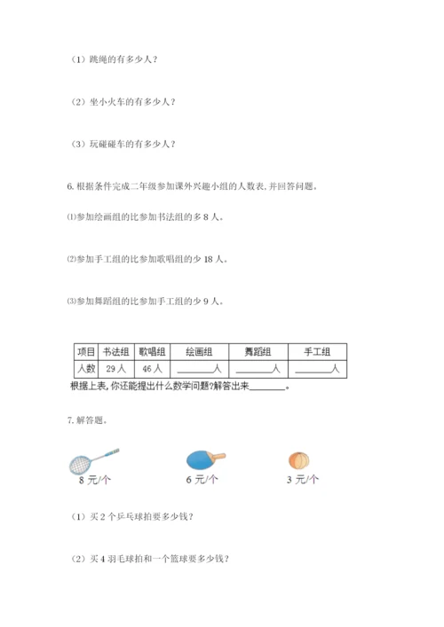 小学二年级数学应用题50道（易错题）.docx