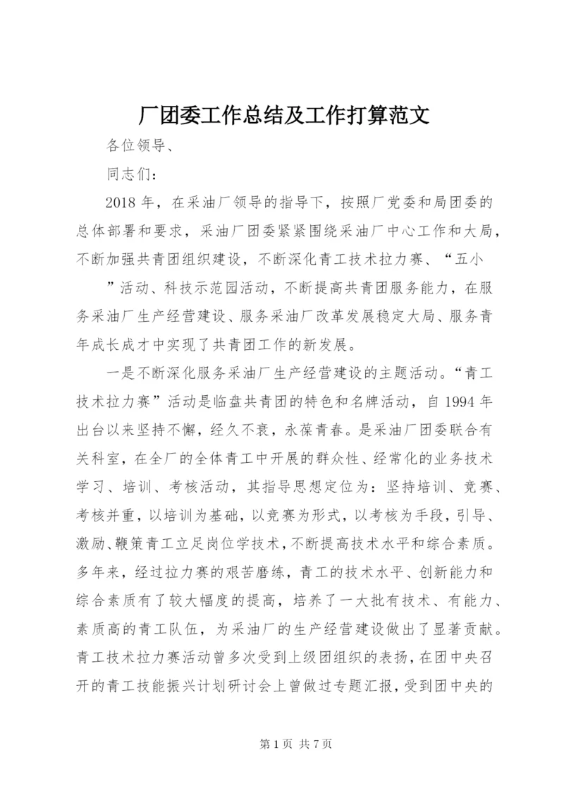 厂团委工作总结及工作打算范文.docx