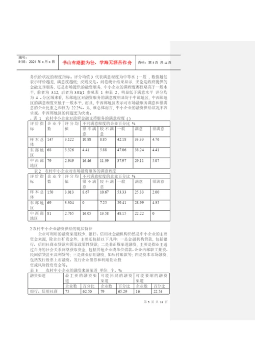 毕业论文之农村中小企业融资模式的分析探索.docx