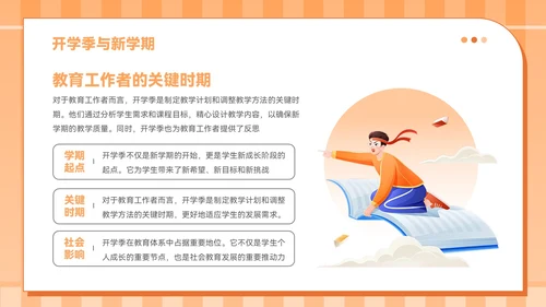 橙色插画风九月开学季PPT模板