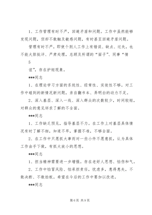 民主生活会上对党小组成员四风问题提意见.docx