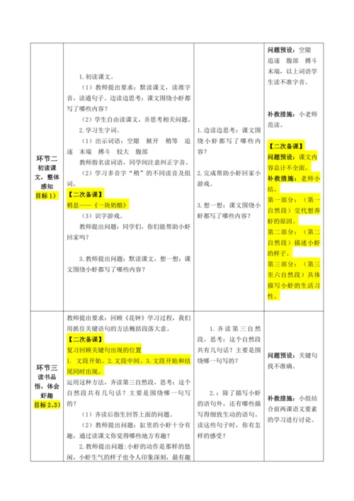 《小虾》第一课时