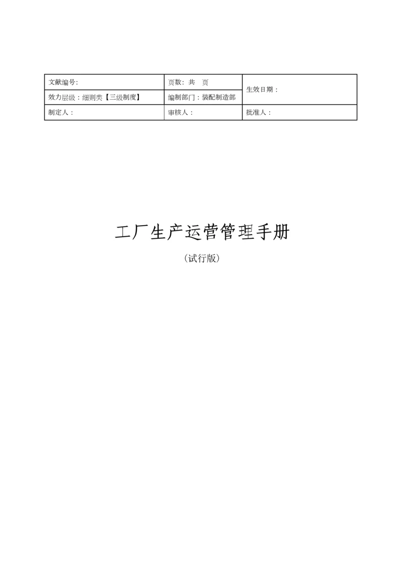 工厂生产运营管理标准手册汇总.docx