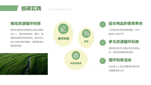 绿色简约小清新风低碳环保项目汇报通用PPT模板